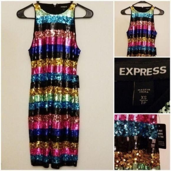 2 FOR 85 Express sequined party dress XS - Picture 1 of 8
